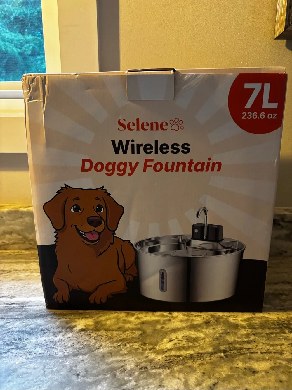 Selene Wireless Doggy Fountain - Stainless Silver 7L
